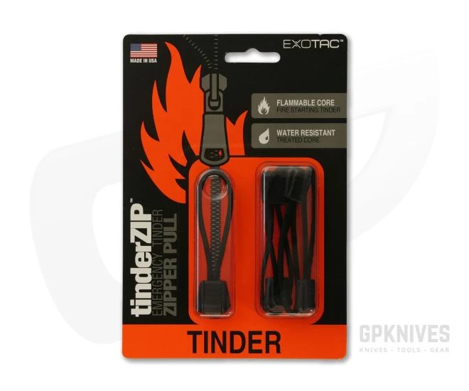 Exotac TinderZip Black Emergency Tinder Zipper Pull 5-Pack 9000-BLK - Image 2