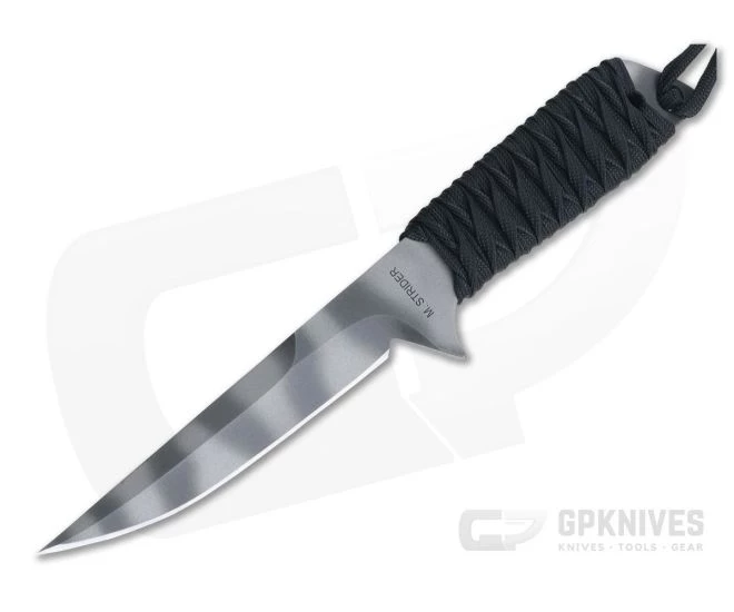 M. Strider Knives WP Hand Ground Trailing Point Tiger Stripe PSF27 Black Paracord