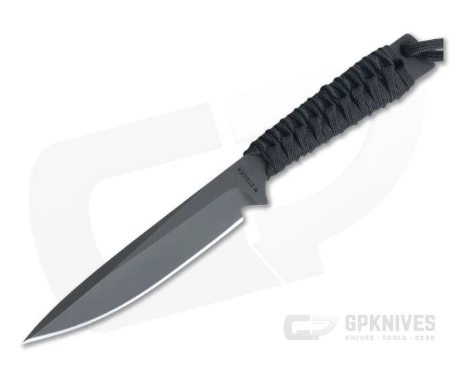 M. Strider Knives WP Hand Ground Spear Point Black PSF27 Black Paracord 0123