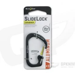 Nite Ize SlideLock Carabiner Aluminum #3 Charcoal Gray