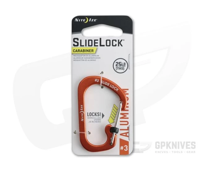 Nite Ize SlideLock Carabiner Aluminum #3 Orange