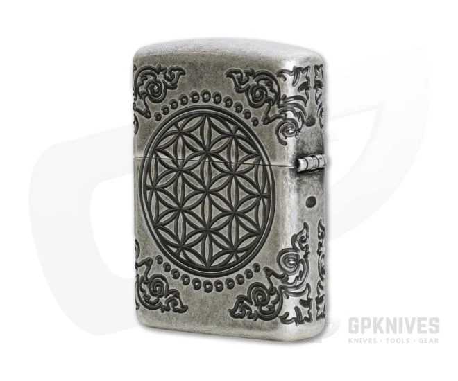 Zippo Windproof Lighter Tree of Life Antique Silver MultiCut Engraved Armor Case 29670 - Image 2