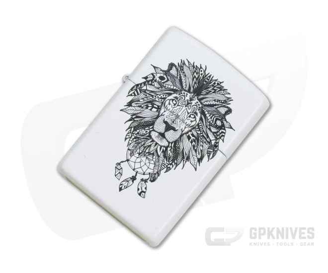 Zippo Lighter Matte White Aztec Lion 79485