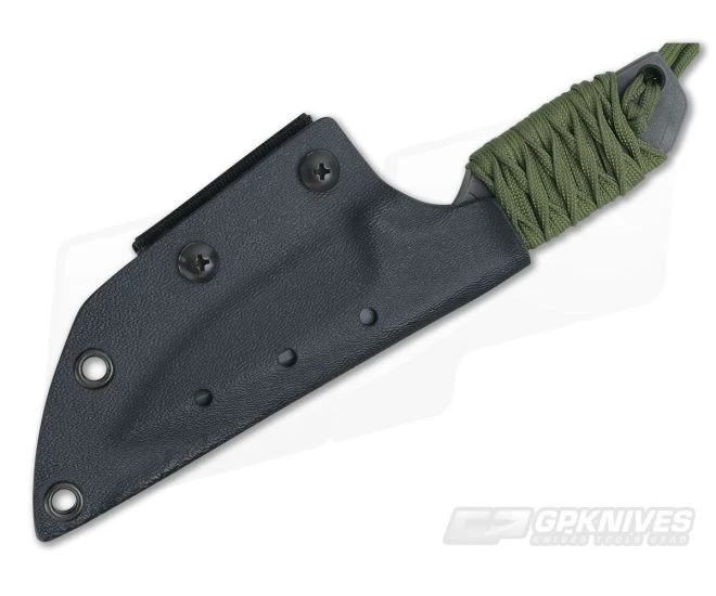 M. Strider Knives WP Hand Ground Spear Point Black ATS-34 Green Paracord Wrap 057 - Image 2