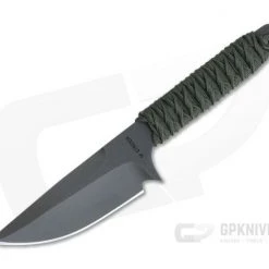 M. Strider Knives WP Hand Ground Spear Point Black PSF27 Green Paracord