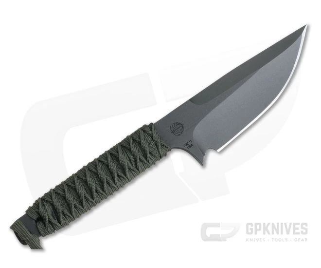 M. Strider Knives WP Hand Ground Spear Point Black PSF27 Green Paracord - Image 3