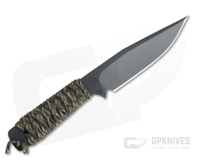 M. Strider Knives WP Hand Ground Clip Point Black PSF27 Camo Paracord - Image 3