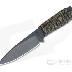 M. Strider Knives WP Hand Ground Spear Point Black PSF27 Camo Paracord
