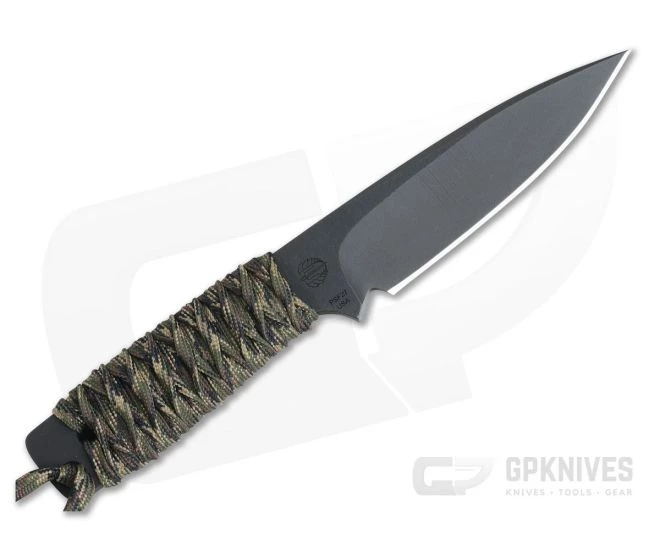 M. Strider Knives WP Hand Ground Spear Point Black PSF27 Camo Paracord - Image 3
