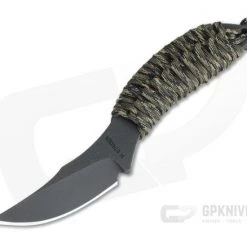 M. Strider Knives WP Hand Ground Trailing Point Black PSF27 Camo Paracord