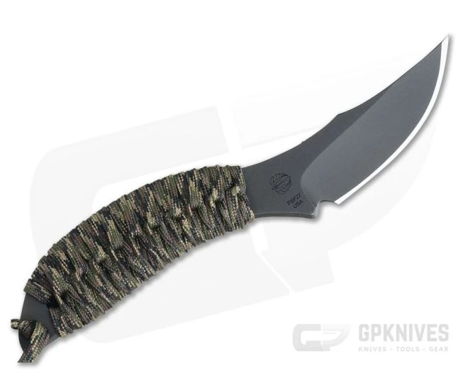 M. Strider Knives WP Hand Ground Trailing Point Black PSF27 Camo Paracord - Image 3
