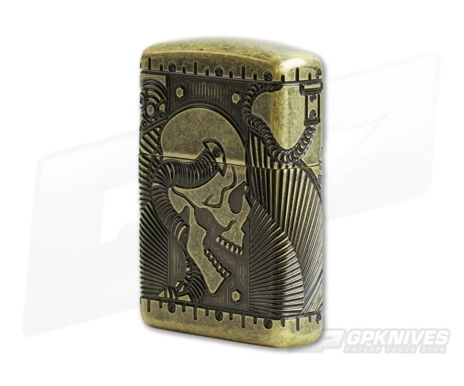 Zippo Windproof Lighter Armor Steampunk Antique Brass MultiCut Engraved - Image 2