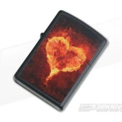 Zippo Lighter Black Matte Heart Fire