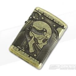 Zippo Windproof Lighter Armor Steampunk Antique Brass MultiCut Engraved