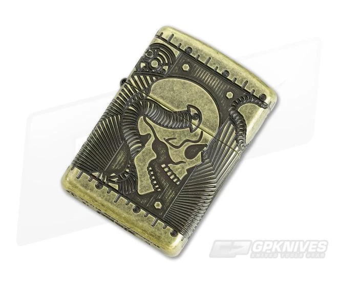 Zippo Windproof Lighter Armor Steampunk Antique Brass MultiCut Engraved