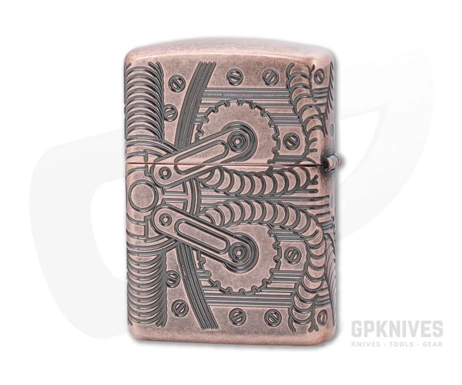 Zippo Windproof Lighter Armor Steampunk Gears Antique Copper MultiCut Engraved - Image 2