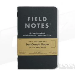 Field Notes Pitch Black Dot-Graph Paper Memo Notebook 3 Pack
