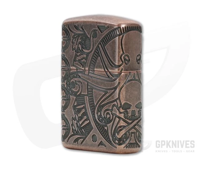 Zippo Windproof Lighter Armor Nautical Scene Antique Copper MultiCut Engraved