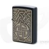 Zippo Windproof Lighter Antique Brass Norse Emblem Matte Black 49538