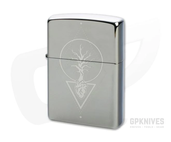 Zippo Windproof Lighter Heart Of Tree Design Black Ice 49687