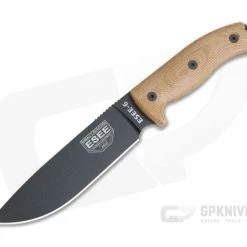 ESEE 6 Black Blade 3D Natural Canvas Micarta Handles Fixed Blade 6PB-011