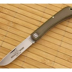 Farm and Field Tool Bullnose Work Knife Green Linen Micarta