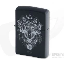 Zippo Lighter Aztec Wolf Matte Black Windproof Lighter 77415
