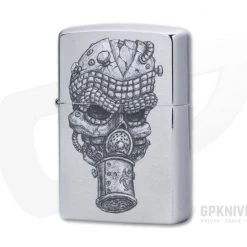 Zippo Lighter Brushed Chrome Apocalyptic Skull Mask
