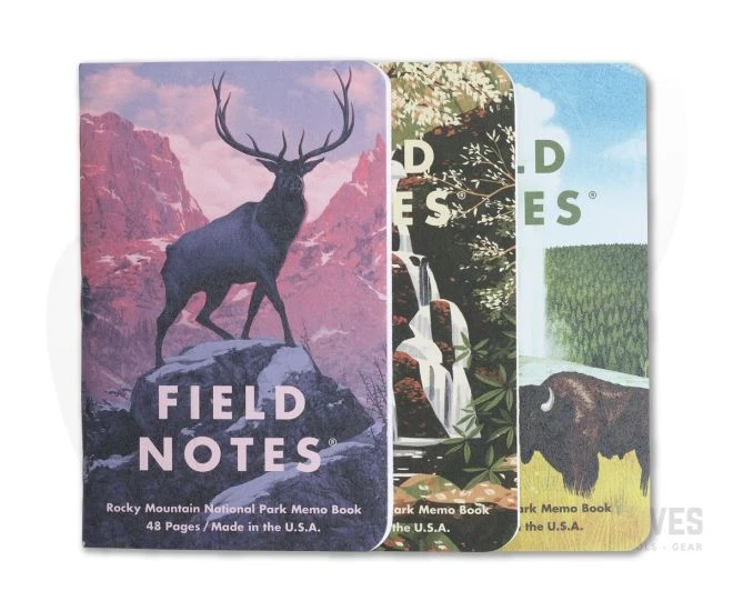 Field Notes National Parks | Rocky Mountain, Great Smoky Mountains, Yellowstone Limited Edition Graph Paper Memo Notebook 3 Pack