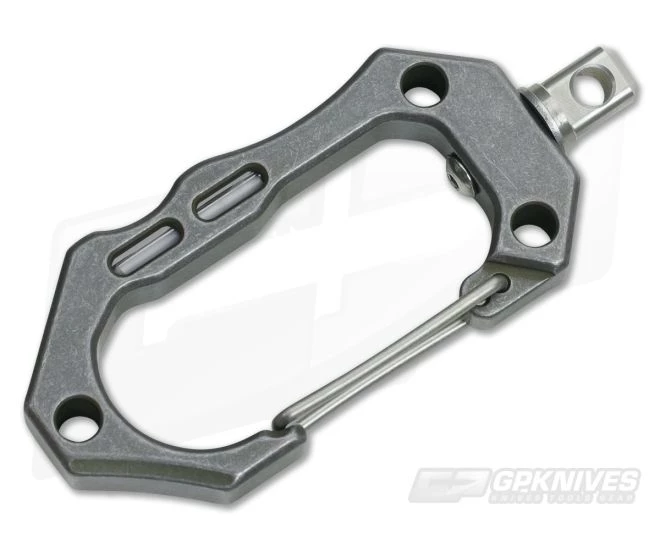 Tuff-Writer Tumbled Titanium Carabiner SS Swivel Blue Glow Insert