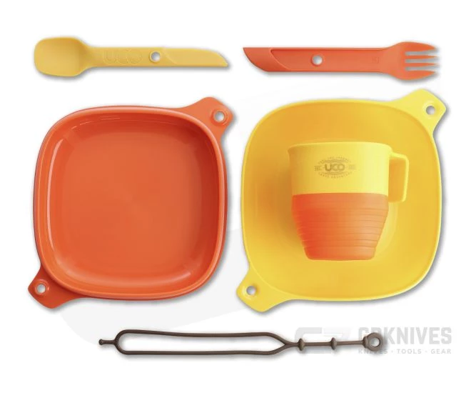 UCO Gear Six Piece Mess Kit w/ Switch Spork and Camp Cup Retro Sunrise - Image 2