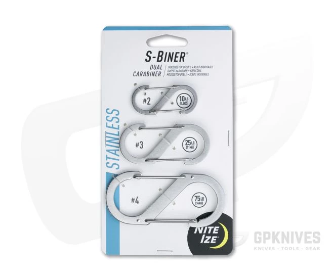 Nite Ize SlideLock S-Biner Stainless Steel Dual Carabiner Three Pack