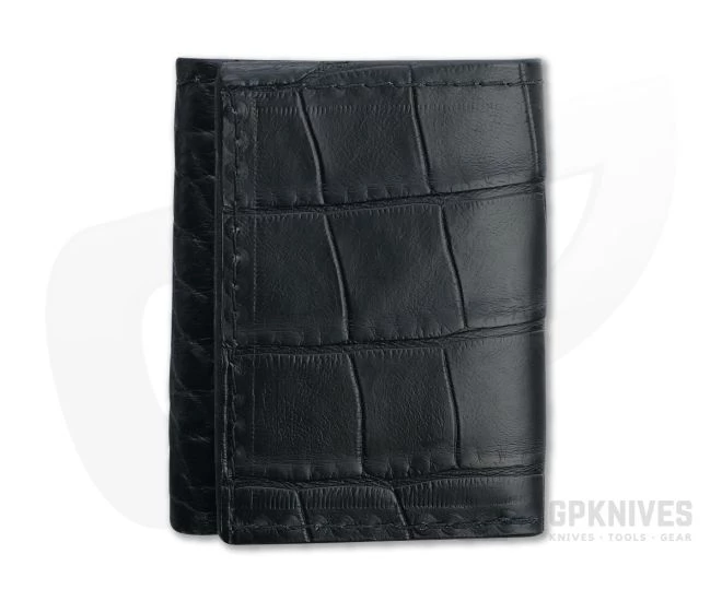 Yoder Leather Company Black Alligator Trifold Wallet