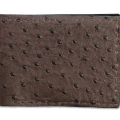 Yoder Leather Company Brown Ostrich Regular ID Window Bifold Wallet