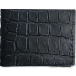 Yoder Leather Company Black Alligator Regular ID Window Bifold Wallet